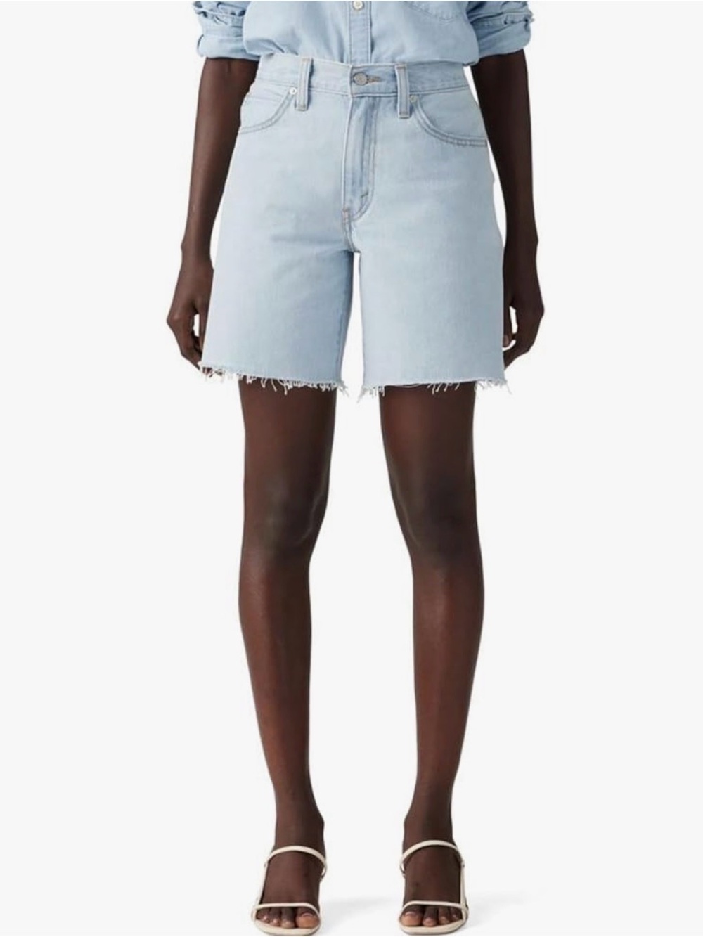Levi's Light Blue High-Rise Denim Bermuda Shorts